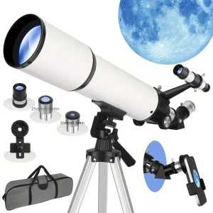 80mm Aperture 600mm Refractor Telescope for Adults & Beginners